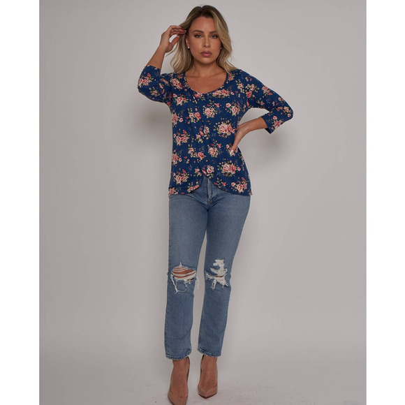 NWT - 3/4 Sleeve Round Neck Overlap Top - Medium - Picture 7 of 7